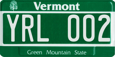 VT license plate YRL002