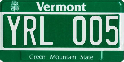 VT license plate YRL005