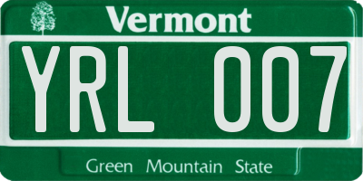 VT license plate YRL007