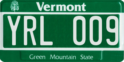 VT license plate YRL009