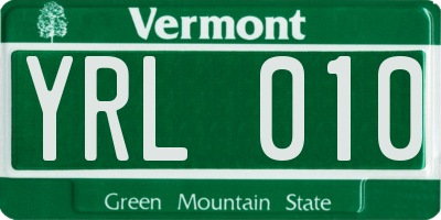 VT license plate YRL010