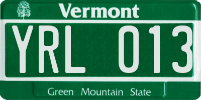 VT license plate YRL013