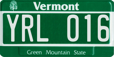 VT license plate YRL016