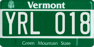 VT license plate YRL018