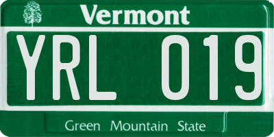 VT license plate YRL019