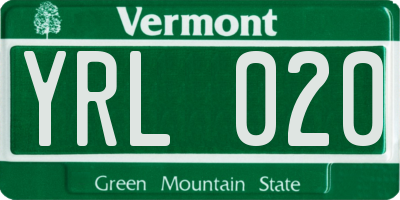 VT license plate YRL020