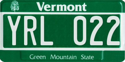 VT license plate YRL022