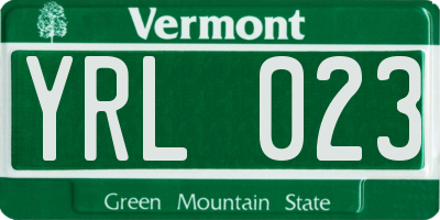 VT license plate YRL023