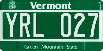 VT license plate YRL027