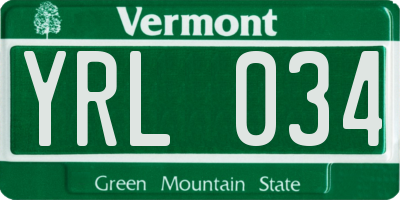VT license plate YRL034