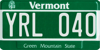 VT license plate YRL040