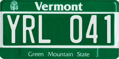 VT license plate YRL041