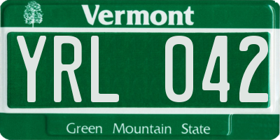 VT license plate YRL042