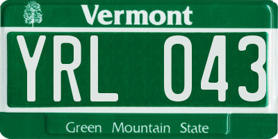 VT license plate YRL043