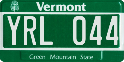 VT license plate YRL044