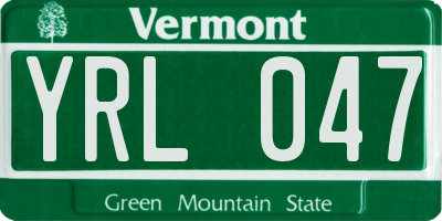 VT license plate YRL047