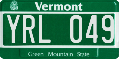 VT license plate YRL049