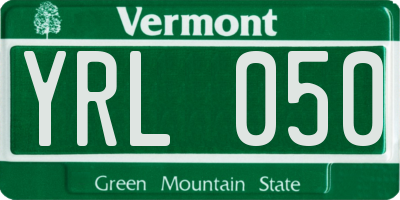 VT license plate YRL050