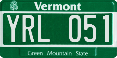 VT license plate YRL051