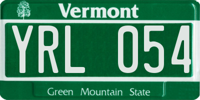 VT license plate YRL054