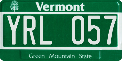 VT license plate YRL057