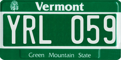 VT license plate YRL059