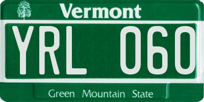 VT license plate YRL060