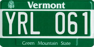 VT license plate YRL061