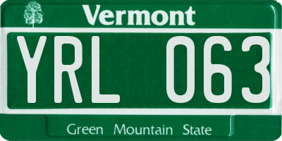 VT license plate YRL063