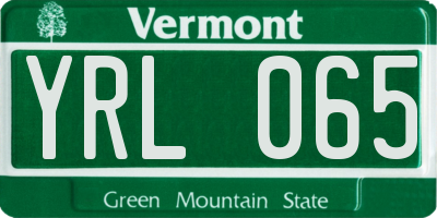 VT license plate YRL065