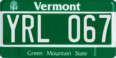 VT license plate YRL067