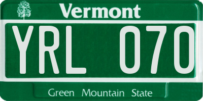 VT license plate YRL070