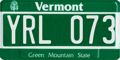 VT license plate YRL073