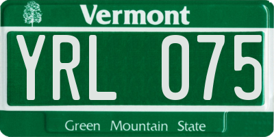 VT license plate YRL075