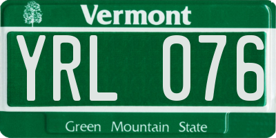 VT license plate YRL076