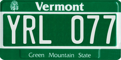 VT license plate YRL077