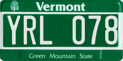 VT license plate YRL078