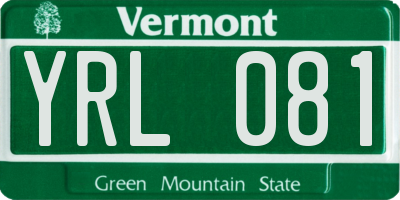 VT license plate YRL081