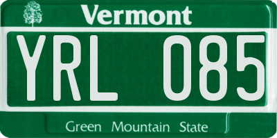 VT license plate YRL085