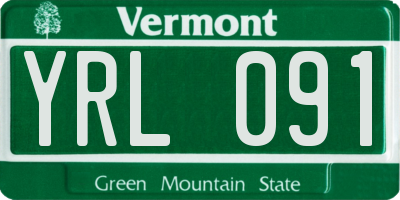 VT license plate YRL091