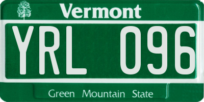 VT license plate YRL096