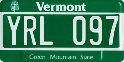 VT license plate YRL097