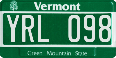 VT license plate YRL098