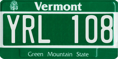 VT license plate YRL108