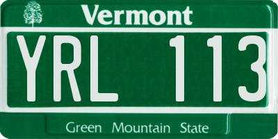 VT license plate YRL113