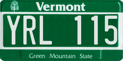 VT license plate YRL115
