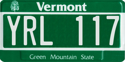 VT license plate YRL117