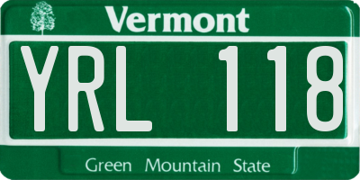 VT license plate YRL118