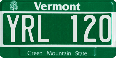 VT license plate YRL120
