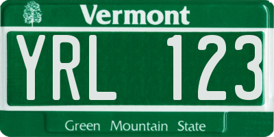 VT license plate YRL123